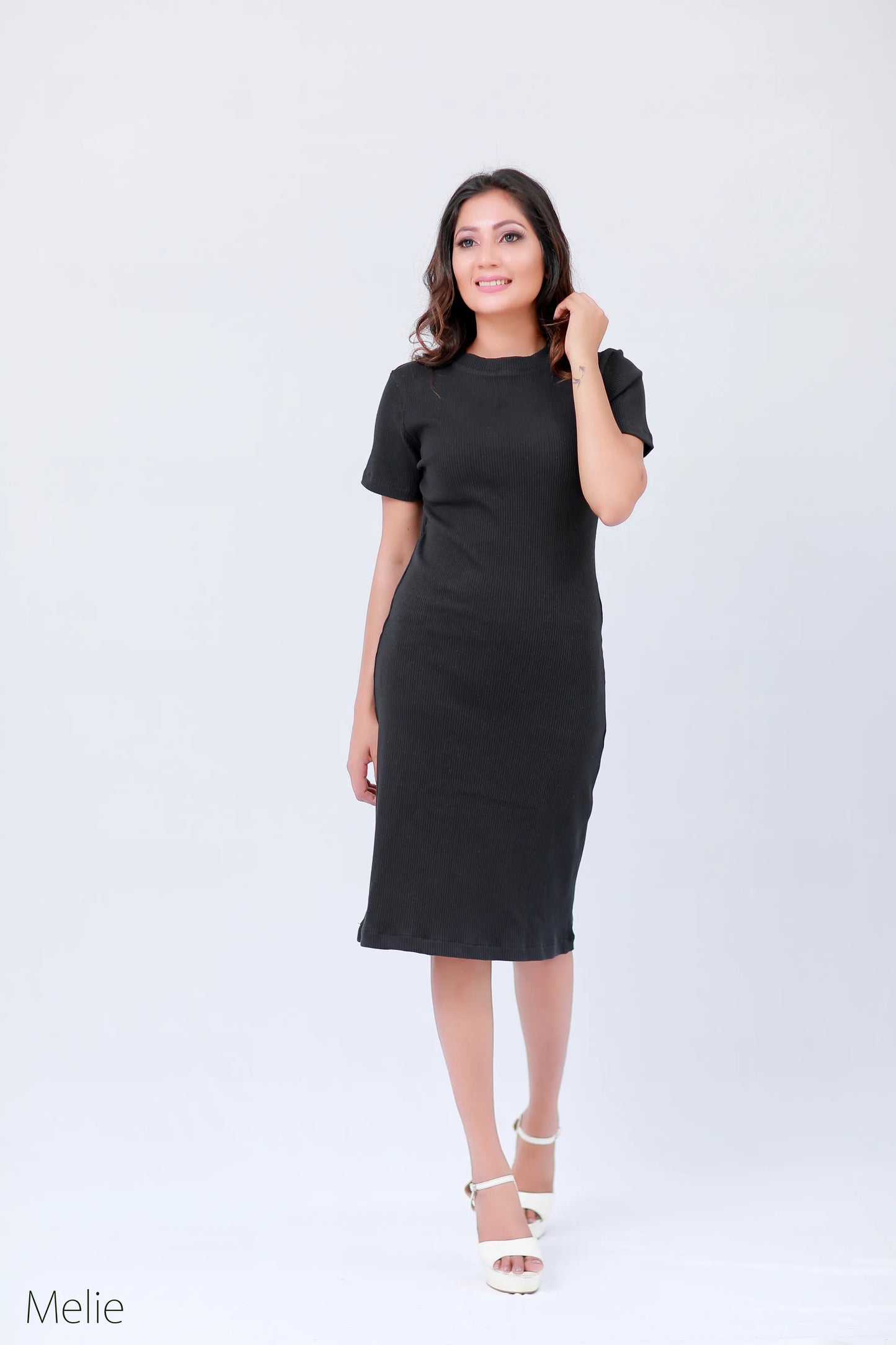 Short Sleeve Ribbed Dress