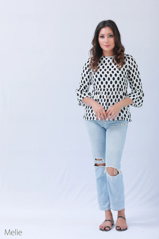 Dotted Long Sleeve Blouse 2