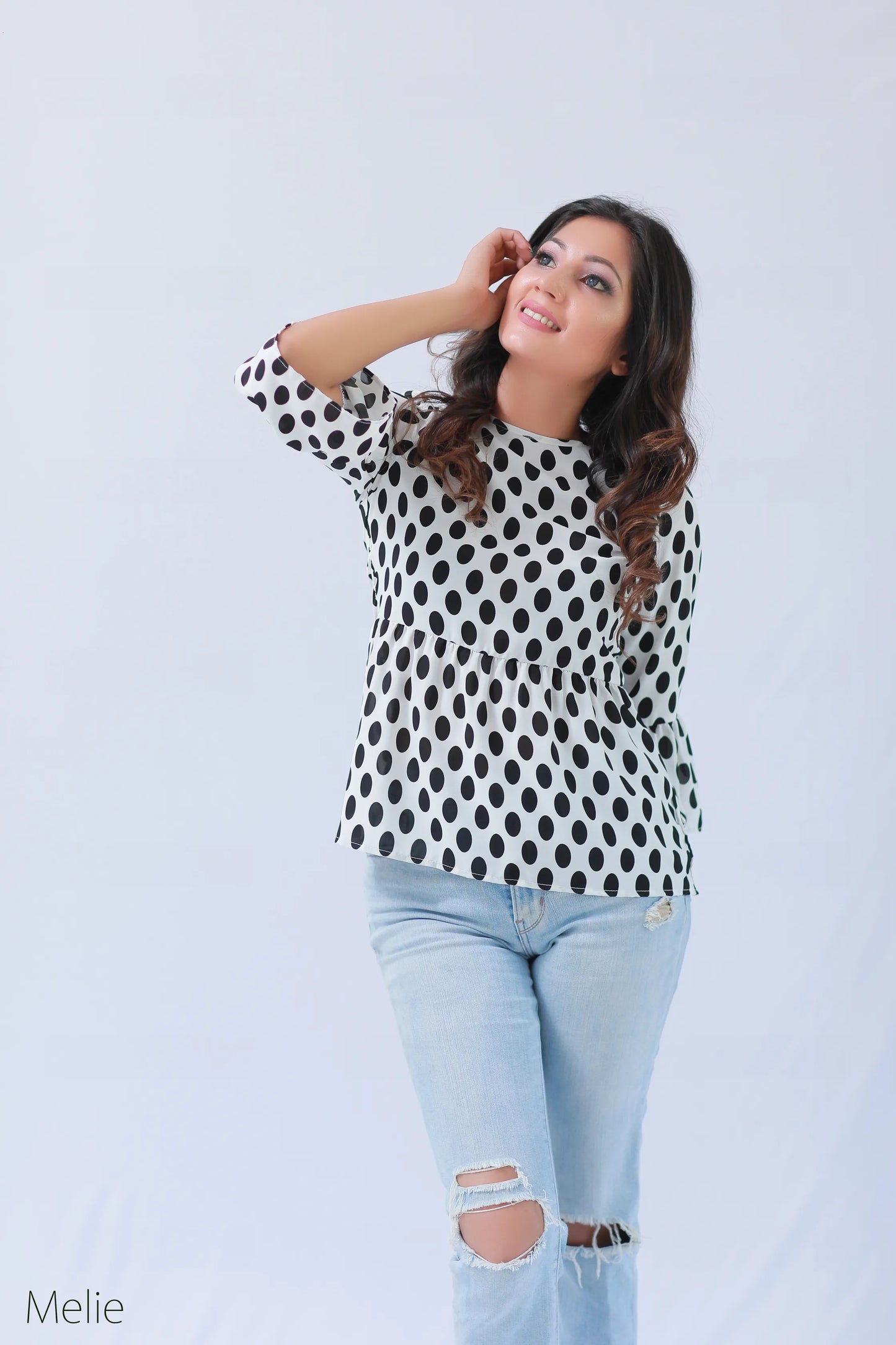 Dotted Long Sleeve Blouse 2