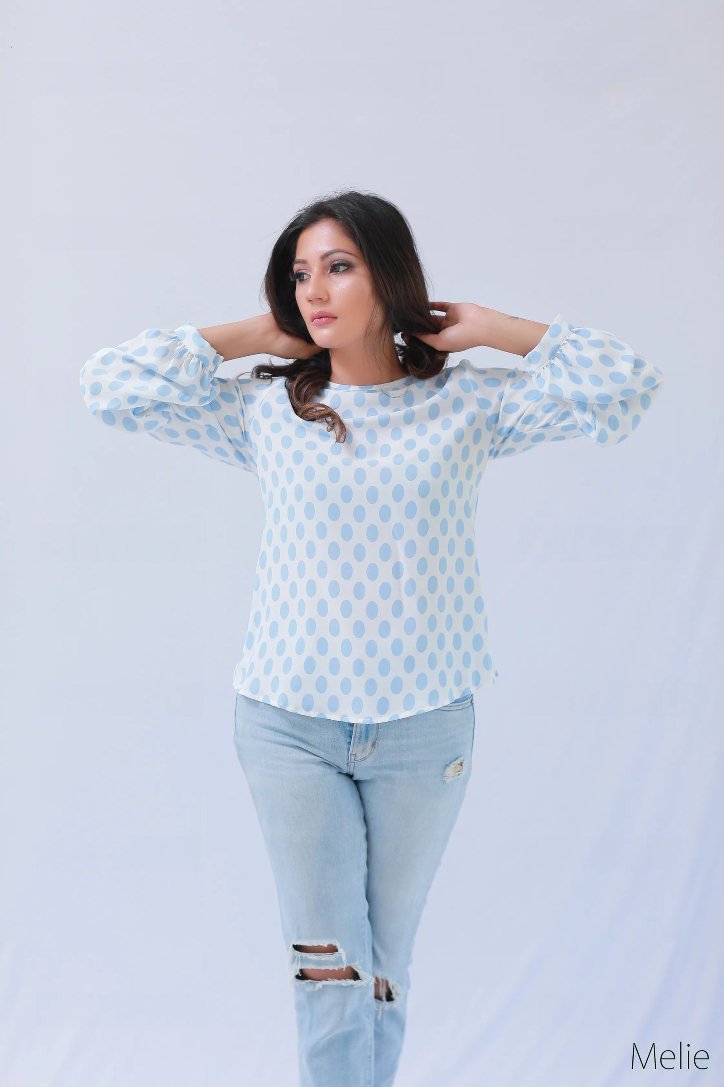 Dotted Long Sleeves Blouse